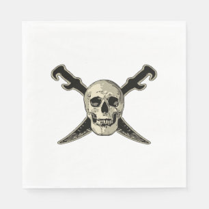 Serviette Jetable Pirate (Crâne) - Papier blanc standard pour déjeun
