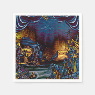 Serviette Jetable Pirate Skeleton Treasure Under the Sea Comic Art