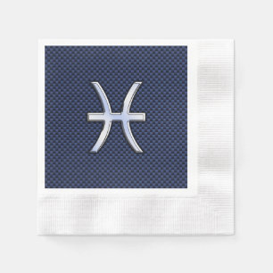 Serviette Jetable Pisces Zodiac on Blue Carbon Fiber