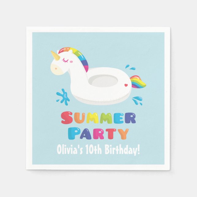 Serviette Jetable Piscine Unicorn Flotte été Anniversaire fête servi (Devant)