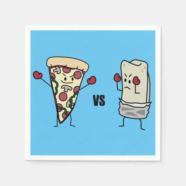 Serviette Jetable Pizza de pepperoni CONTRE le burrito : Mexicain (Devant)