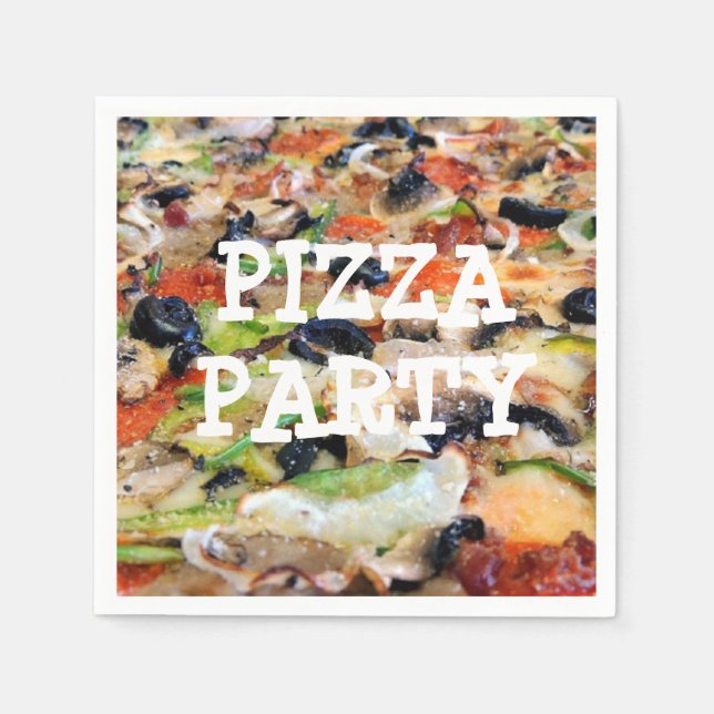 Serviette Jetable Pizza Party Anniversaire Papier (Devant)