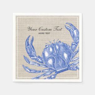 Serviette Jetable Plage nautique vintage fraîche de coutume de crab