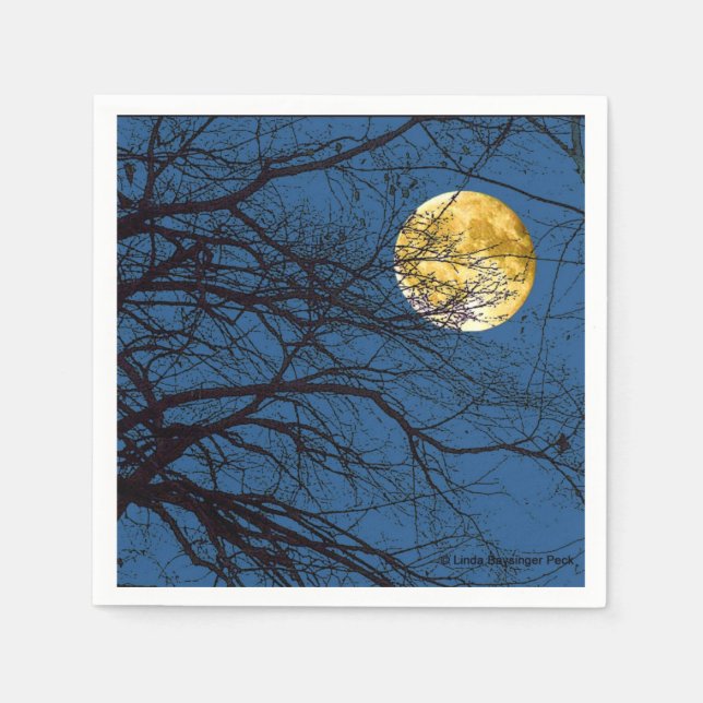 Serviette Jetable Pleine lune Branches arborescentes (Devant)