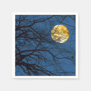 Serviette Jetable Pleine lune de branches d'arbre