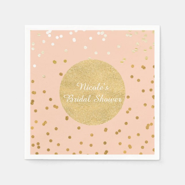Serviette Jetable Poche & Or Brillante Confetti Dots Chic Moderne (Devant)