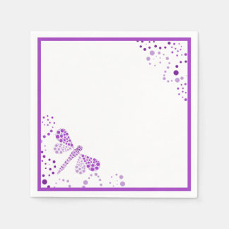 Serviette Jetable Pointillisme de libellule violet et blanc personna