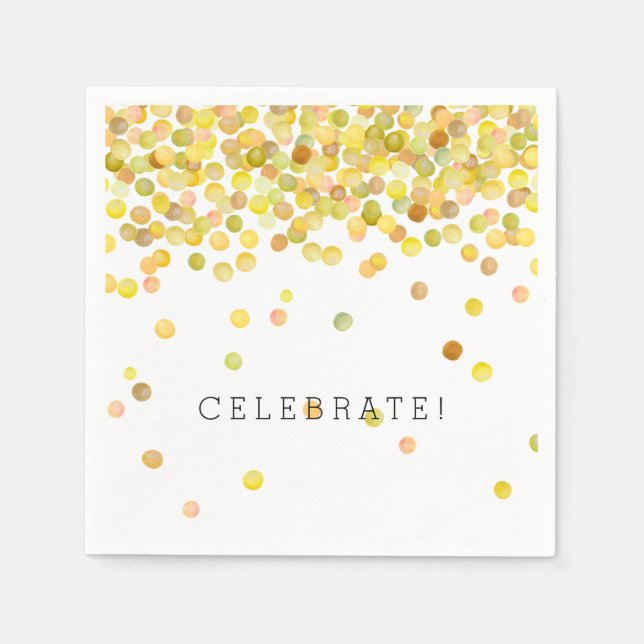 Serviette Jetable Points Confetti Jaune Or (Devant)