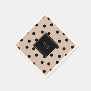 Serviette Jetable Points noirs élégants sur le beige