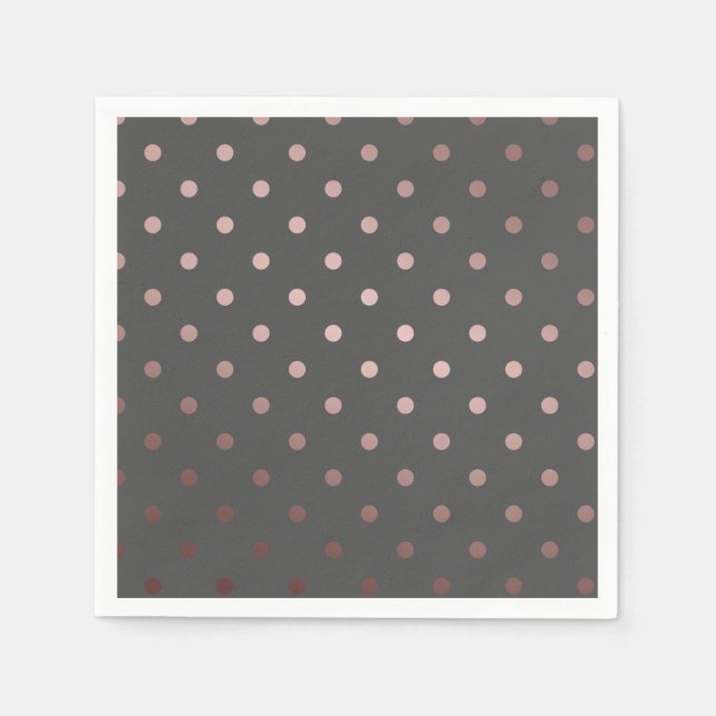 Serviette Jetable pois élégants faux rose gris or (Devant)