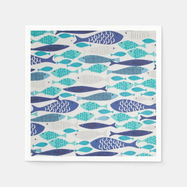 Serviette Jetable Poisson bleu (Devant)