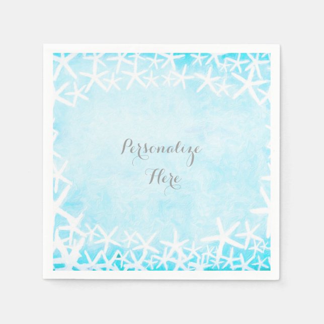 Serviette Jetable Poisson-étoile peint Aqua Blue Custom Party (Devant)