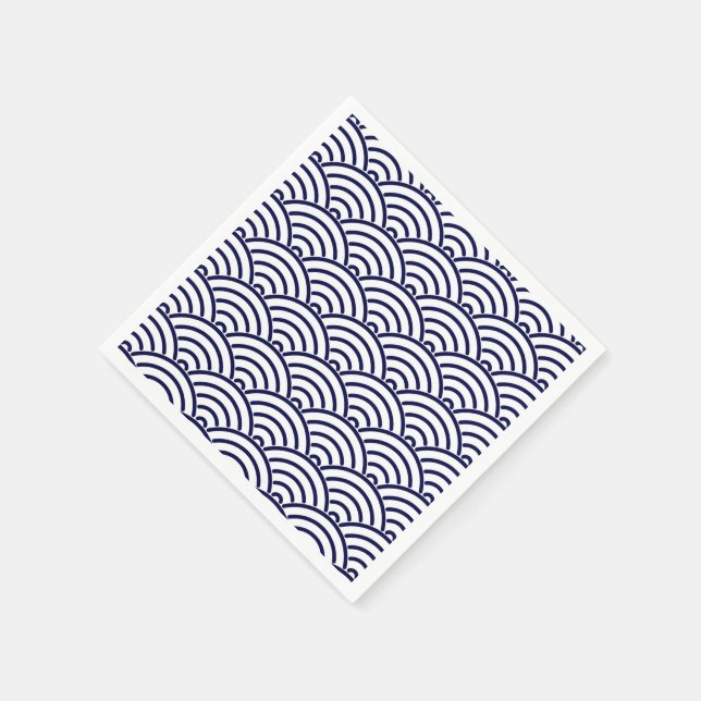 Serviette Jetable Poisson Koinobori japonais échelle en bleu Delft (Coin)