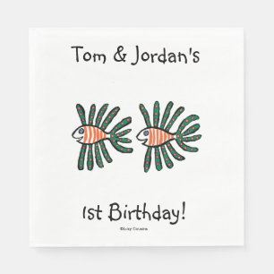 Serviette Jetable Poisson vert et orange Twin Fin