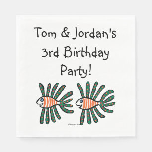 Serviette Jetable Poisson vert et orange Twin Fin