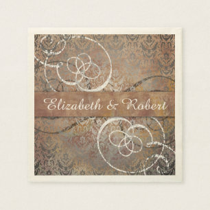 Serviette Jetable Pompei Damask Élégant Mariage d'antiquité toscan