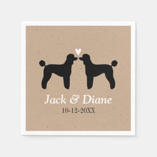 Serviette Jetable Poodles Standard Couple de Mariage avec Texte Pers