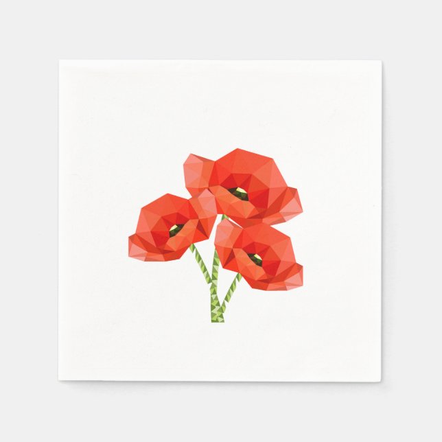 Serviette Jetable Poppies Red Origami (Devant)