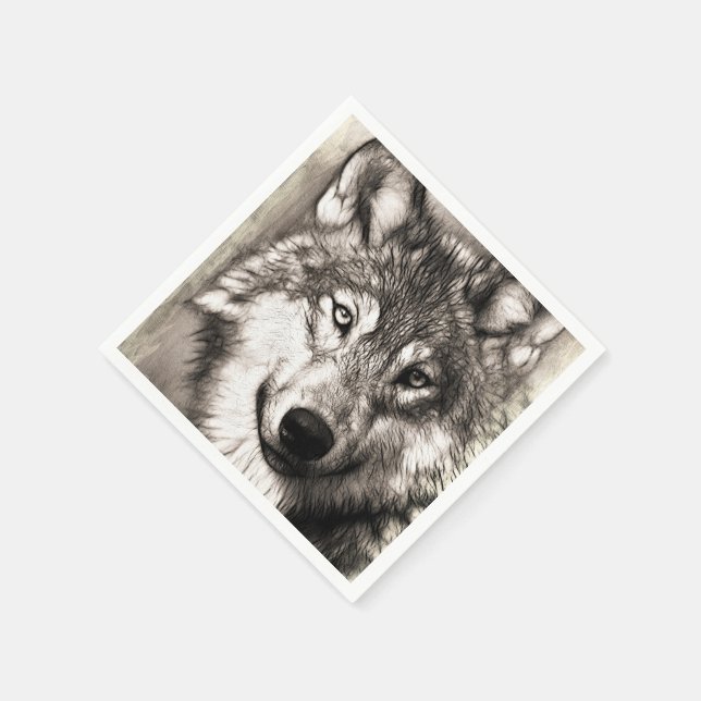 Serviette Jetable Portrait de loup (Coin)