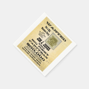 Serviette Jetable Poster Recherché du Cowboy Western Party