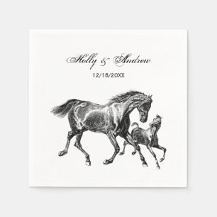 Serviette Jetable Poulain de cheval vintage mère bébé