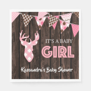 Serviette Jetable Poupée de Baby shower de cerf rose rustique