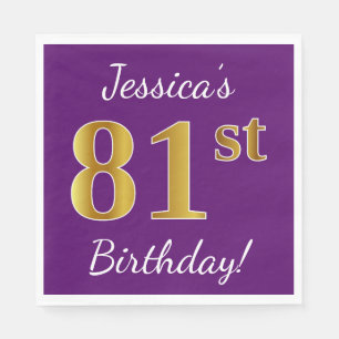 Serviette Jetable Pourpre, anniversaire d'or de Faux