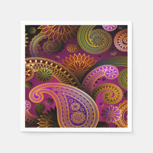 Serviette Jetable Pourpre de Paisley