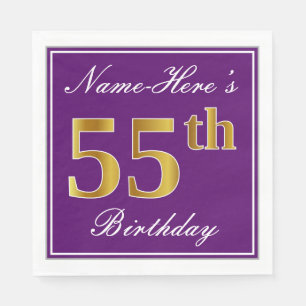 Serviette Jetable Pourpre élégant, anniversaire d'or de Faux