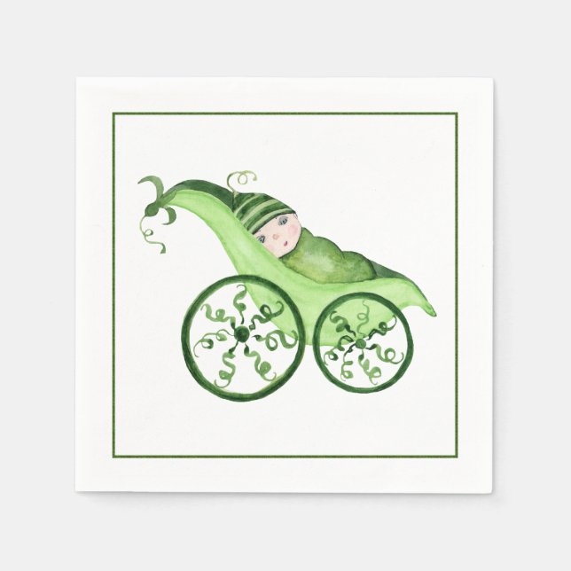 Serviette Jetable Poussette bébé Green Pea et bébé (Devant)