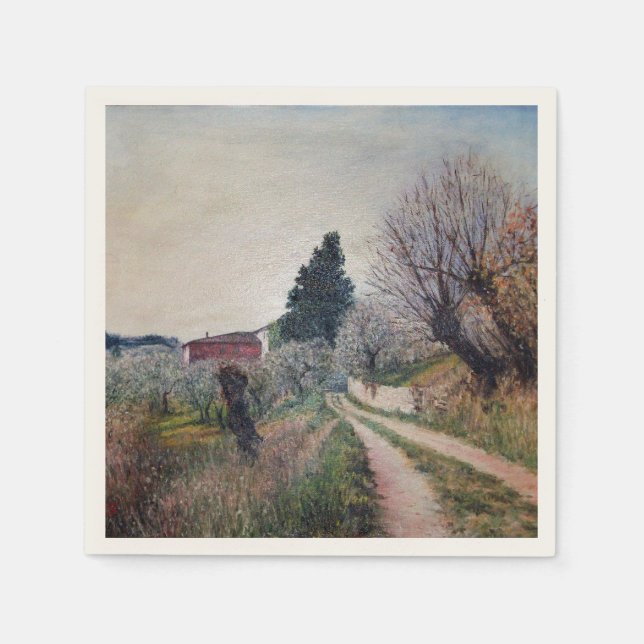 Serviette Jetable PREMIER PRINTEMPS EN GOUVERNALAIS / Paysage Toscan (Devant)