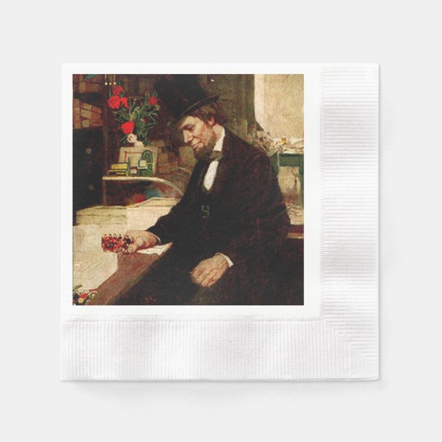 Serviette Jetable Président Abraham Lincoln avec Rose et Casquette (Devant)