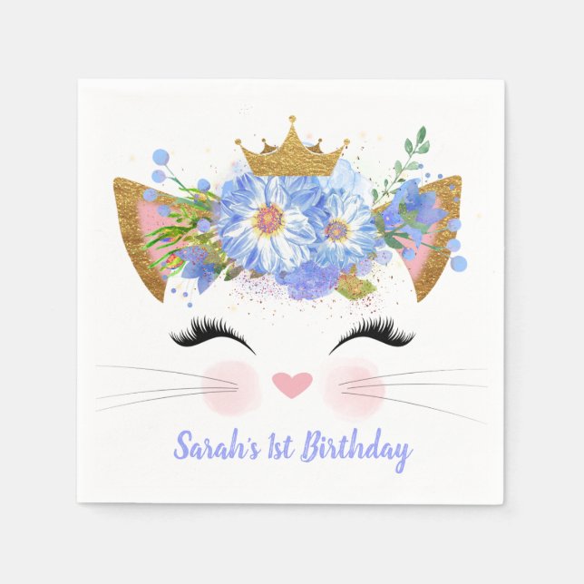 Serviette Jetable Princess Kitty Babys Premier Anniversaire Papier s (Devant)