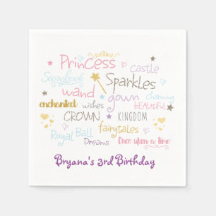 Serviette Jetable PRINCESS PARTY Words mignon Anniversaire serviette