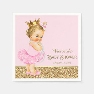 Serviette Jetable Princesse rose Ballerina Baby shower or rose