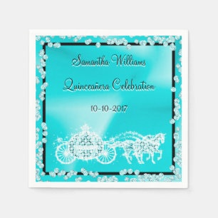 Serviette Jetable Princesse turquoise Coach & Horses Quinceañera