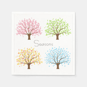 Serviette Jetable Printemps Été Automne Hiver Arbres Papier serviett