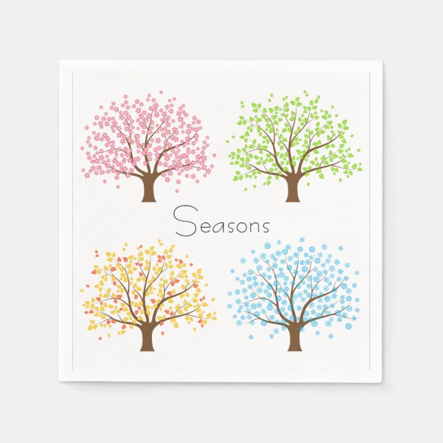 Serviette Jetable Printemps Été Automne Hiver Arbres Papier serviett (Devant)