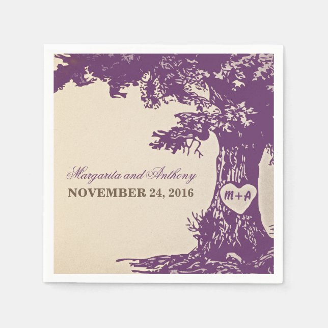 Serviette Jetable prune vieux chêne nappes en papier vintage (Devant)