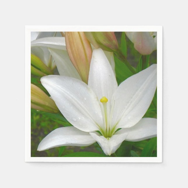 Serviette Jetable Pur blanc Lily Napkin (Devant)