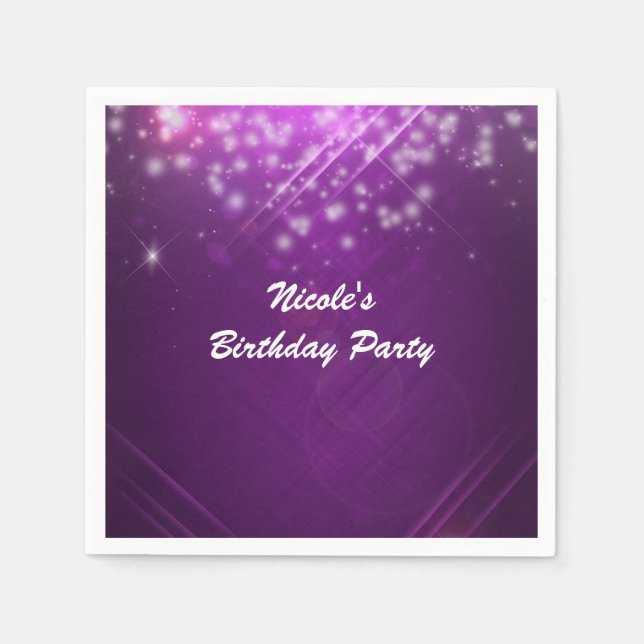 Serviette Jetable Purple Fuchsia Sparkle Glam Dance Club (Devant)