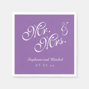 Serviette Jetable Purple, M. et Mme. Papier mariage