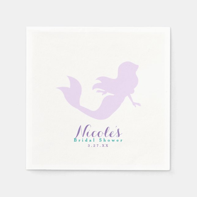 Serviette Jetable Purple Mermaid Beach Bling Anniversaire fête Perso (Devant)