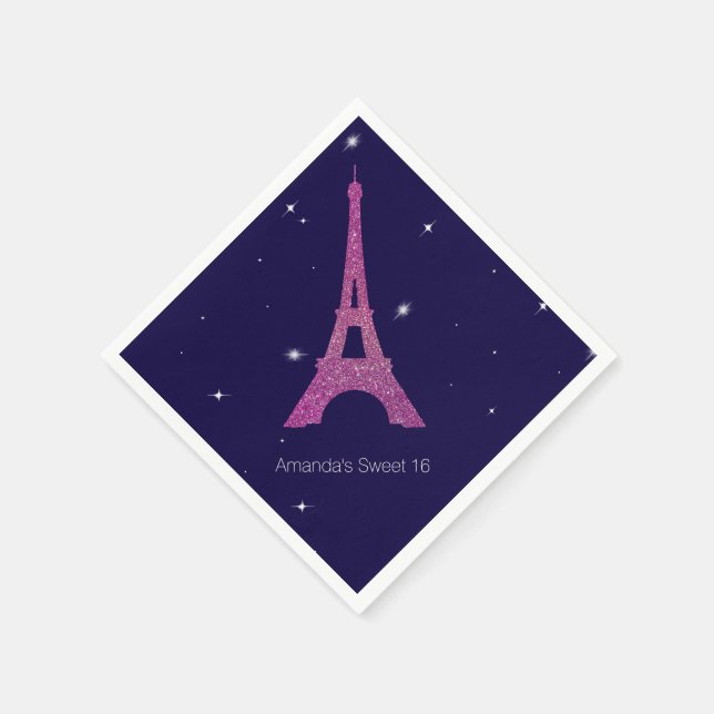 Serviette Jetable Purple Paris Thème Sweet 16 Anniversaire serviette (Coin)