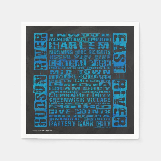 Serviette Jetable Quartiers NYC Bleu (Devant)