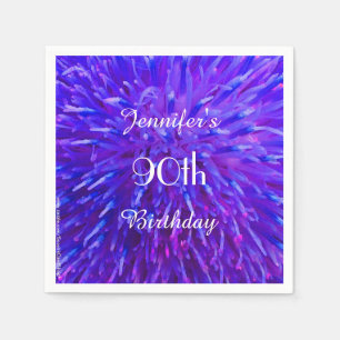 Serviette Jetable Quatre-vingt-dixième fête d'anniversaire bleue