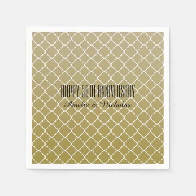 Serviette Jetable Quatrefoil Or Chic (Devant)