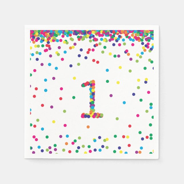 Serviette Jetable Rainbow Confetti 1er Anniversaire Naples (Devant)