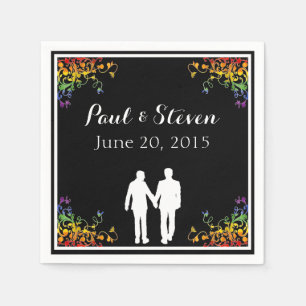 Serviette Jetable Rainbow Flouritures Gay Mariage Cocktail Napkins