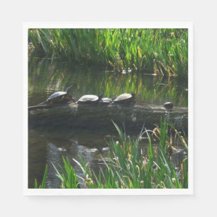 Serviette Jetable Rangée de tortues photo verte de la nature